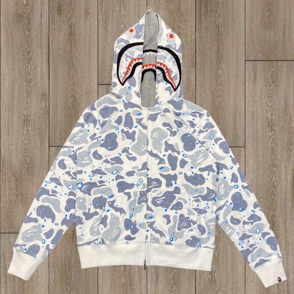 Bape Classic Camo Zipper Hoodie Blue And Gray - Picture 1 of 4